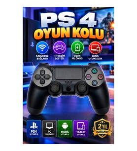 V2 Kablosuz Titreşimli Oyun Kolu – PS4, PC, Mobil, Tablet ve Steam Uyumlu