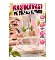 Kavisli Kaş Kirpik Düzeltici Taraklı Kaş Makası ve Yüz Bakım Seti