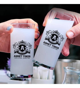Renkli İsim Yazılı Hediyelik İkili Rakı Bardağı Seti