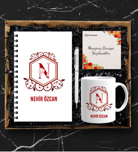Kişiye Özel Ahşap Defter Kalem Kupa Hediye Seti 632