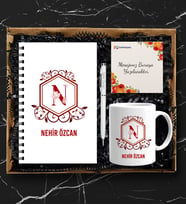 Kişiye Özel Ahşap Defter Kalem Kupa Hediye Seti 632