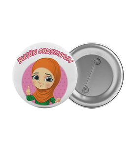 Bugün Oruçluyum Çanta Rozeti 20 Adet En Büyük Boy 5.8cm İğneli Broş