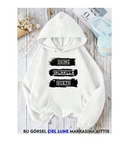 Unisex Vıkıng Valhala Baskılı Oversize Baskılı Kapşonlu Sweatshirt 3 Iplik (Beyaz)