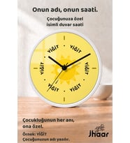İsme Özel Gülen Güneş Çocuk Odası Duvar Saati Orta Boy 30 cm Beyaz Camlı Sessiz