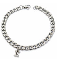 Kişiye Özel Harfli Gurmet Spor Unisex Zincir Çelik Bileklik Sevgiliye Eşe Hediye h081h (Metal)