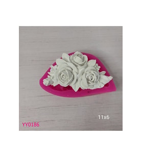 YY0186 Köşesi Tomurcuklu Üçlü Gül Silikon Kalıp