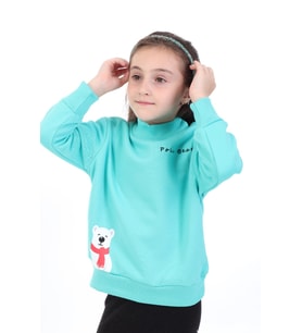Toontoy Kız Bebek Baskılı Sweatshirt (Mint Yeşili)