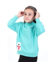 Toontoy Kız Bebek Baskılı Sweatshirt (Mint Yeşili)