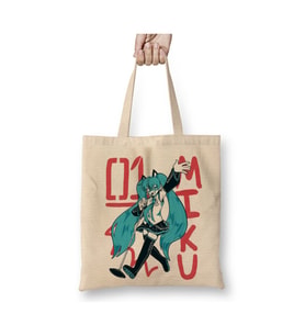 Hatsune Miku 002Beyaz Bez Çanta Uzun Saplı Alışveriş Çantası Plaj Çantası