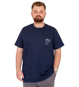 Mode XL Büyük Beden Erkek T-Shirt Bisiklet Yaka Space U25018 İndigo