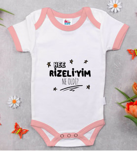 BK Kids Rizeliyim Ne Oldi Tasarımlı Pembe Bebek Body Zıbın-1