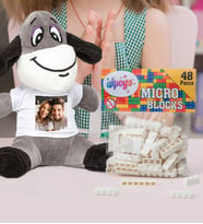 Kişiye Özel Peluş Eşek Ve Renkli Micro Blocks Lego (Beyaz)