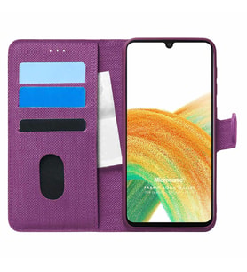 Microsonic Samsung Galaxy A33 5G Kılıf Fabric Book Wallet Mor