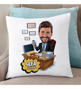 Kişiye Özel İşkolik Avukat Karikatürlü Yastık