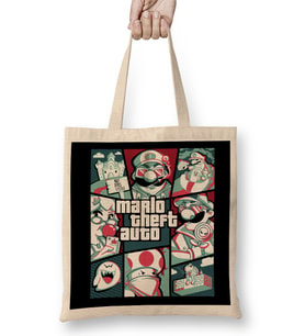 Qwertee Mario Bez Çanta Uzun Saplı