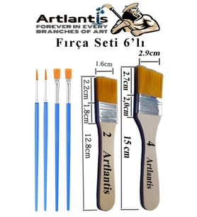 6'lı Fırça Seti 1 Paket 2-4 Numara Zemin Fırçalı Set Akrilik Boya Yağlı Boya Guaj Boya Sulu Boya Sanatsal (Natural)