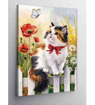 Kanvas Tablo Kırmızı Papyonlu Kedi