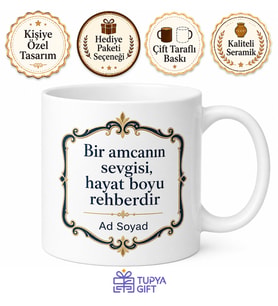 Amca Hediyesi Özel Tasarım Baskılı Porselen Kupa Bardak Amcaya Hediye