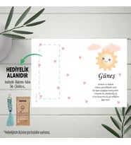 Hediyelik Kart Güneş Temalı Doğum Günü, Yenidoğan Bebek, Makrome Anahtalık, Toka, Kurabiye, Kahve Kartı