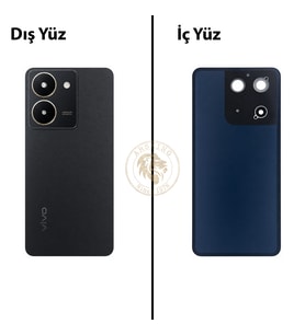 Vivo V29 Lite Siyah Arka Kapak Arka Cam Batarya Kapağı Lazer Kesim Kapak Pil Kapağı Back Cover
