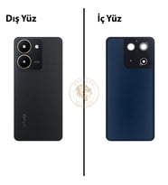 Vivo V29 Lite Siyah Arka Kapak Arka Cam Batarya Kapağı Lazer Kesim Kapak Pil Kapağı Back Cover