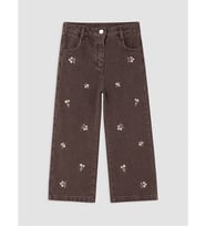 LCW Kids Kahverengi Nakışlı Kız Çocuk Jean Pantolon