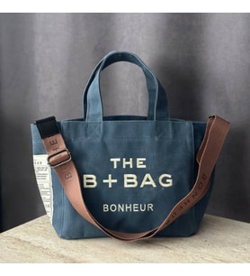 The B+Bag Bonhèur El ve Omuz Çantası Mumlu Kanvas Çanta (Lacivert)