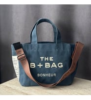 The B+Bag Bonhèur El ve Omuz Çantası Mumlu Kanvas Çanta (Lacivert)