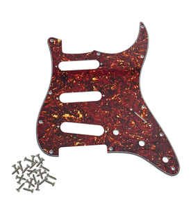 Stratocaster ST Kasa Elektro Gitar Pickguard 3 Katmanlı 11 Delikli Kırmızı Alev Desenli