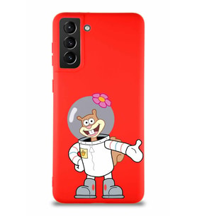 Samsung Galaxy S21 Plus Soft Premier Kapak Sandy Tasarımlı Silikon Kılıf - Kırmızı (Şeffaf)