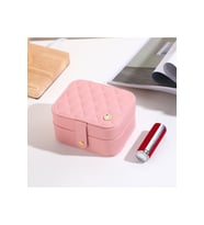 Mini Baklava Desenli Deri Takı Organizer, Pembe, 11,5cm