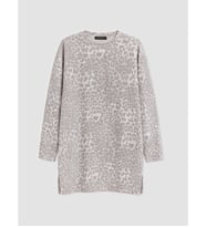 LCW EVERYDAY Gri Leopar Desenli %100 Pamuklu Kadın Tunik