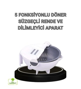 Mey İthalat® Çok Fonksiyonlu Döner Rende Süzgeç Hazneli Ergonomik Sebze Doğrayıcı