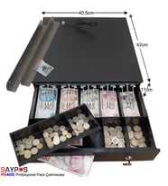 Saypos Montaj Askılı Metal Yazarkasa Para Çekmecesi 5 Banknot Gözlü 40,5x42x11cm