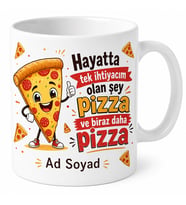 Pizza Temalı Komik Baskılı Kupa Bardak Esprili Hediye Porselen Mug