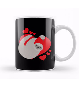 Cute & Adorable Valentines Day Sloth Hugging Heart Kupa Bardak Porselen