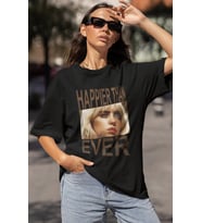 Tasarım Billie Eilish Happier Than Ever Baskılı Unisex Oversize Şarkıcı Tişört