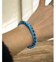 Chichibeads Mavi Papatya Desenli Bohem Bileklik