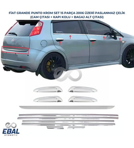 FİAT PUNTO KROM SET 15 PARÇA PASLANMAZ ÇELİK (Gümüş)