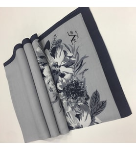 Çiçekli Desen Modal Seri Şal Eşarp Askısı ile Birlikte 75x200 cm Lacivert Gri-75