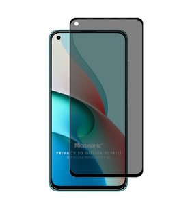 Microsonic Xiaomi Redmi Note 9 5G Privacy 5D Gizlilik Filtreli Cam Ekran Koruyucu Siyah