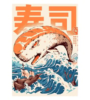 Moby Sushi Tablo Ahşap Poster Dekoratif