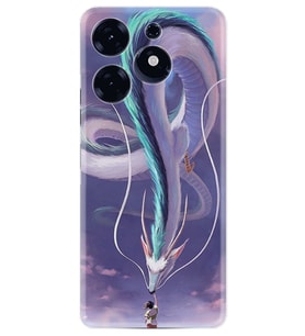 Spark 10 Pro Uyumlu Kılıf Silikon Desen Özel Seri Kız ve Ejderha 1742