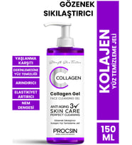 Procsin Yüz Temizleme Jeli - Tüm Cilt Tipleri İçin Kolajen İçeren Etkiye Sahip, 150 ml (Şeffaf)