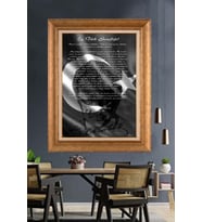 Altın Varaklı Çerçeveli Paspartulu Atatürk Tablo nh369 (Gold)