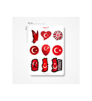 Türk Bayrağı Temalı Telefon, Tablet, Laptop Arkası Sticker Seti A5