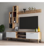 Mega 180 lik Kitaplıklı Raflı Tv Ünitesi Çam-Beyaz  - TVU0303