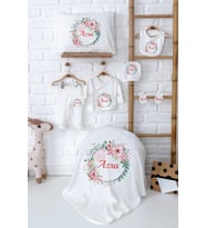 Pia Baby Premium %100 Pamuk Yenidoğan Kız Bebek Hastane Çıkışı Hediyelik Set 5013-02 (Ekru)