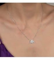 Ucarticaret S-warovski Taşlı Gümüş Fil Bayan Kolye