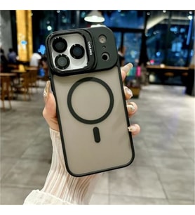 Coverzone iPhone 17 Air uyumlu Kamera Lens Aparatl? Stand Olabilen Magsafe ile uyumlu Kamera Korumal? ?effaf Full Color Magnetic Wireless Telefon K?l?f? Siyah